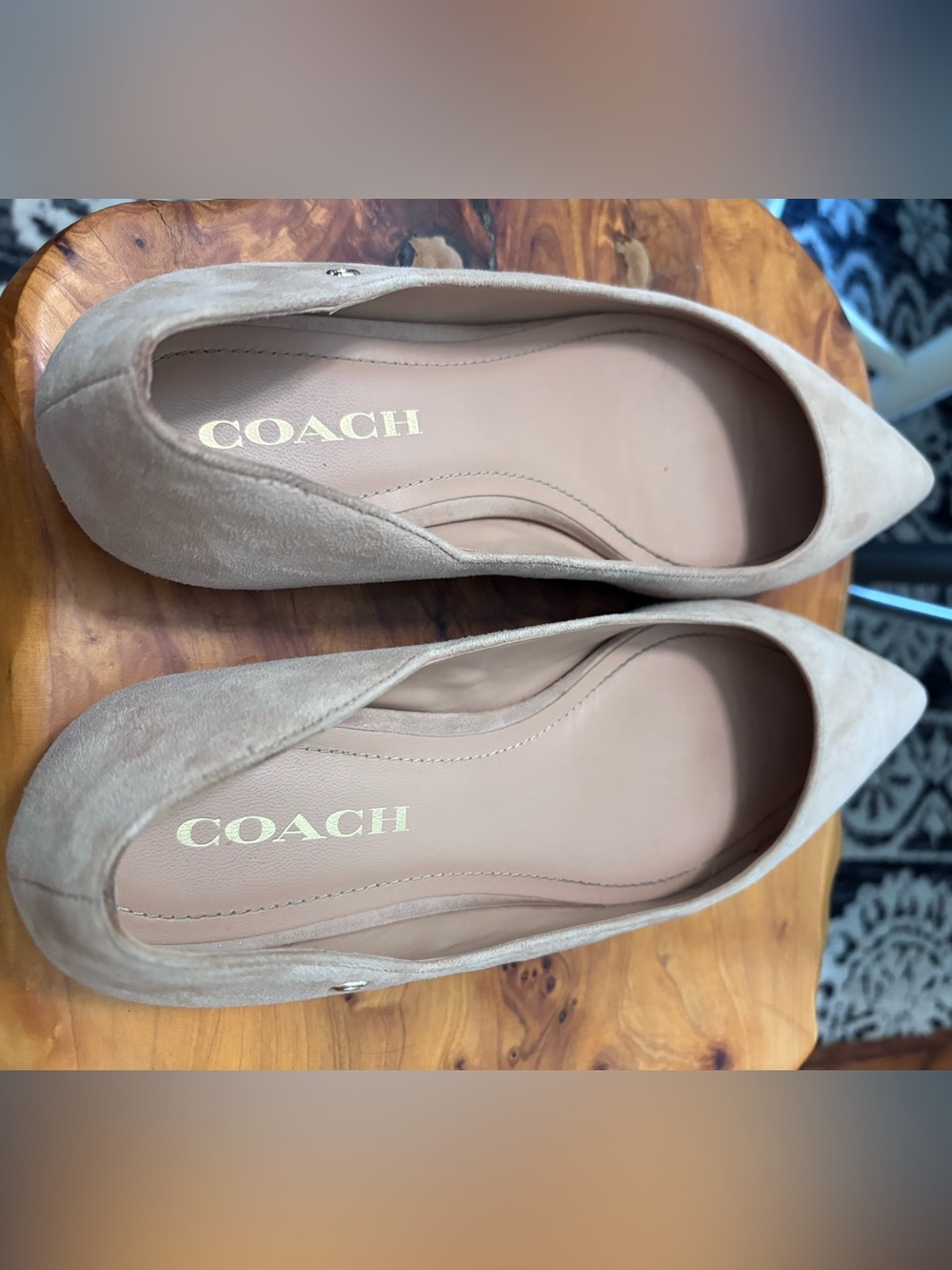 COACH Pointed Toe Suede Flats - Nude/Light Beige, GUC - Picture 13 of 14